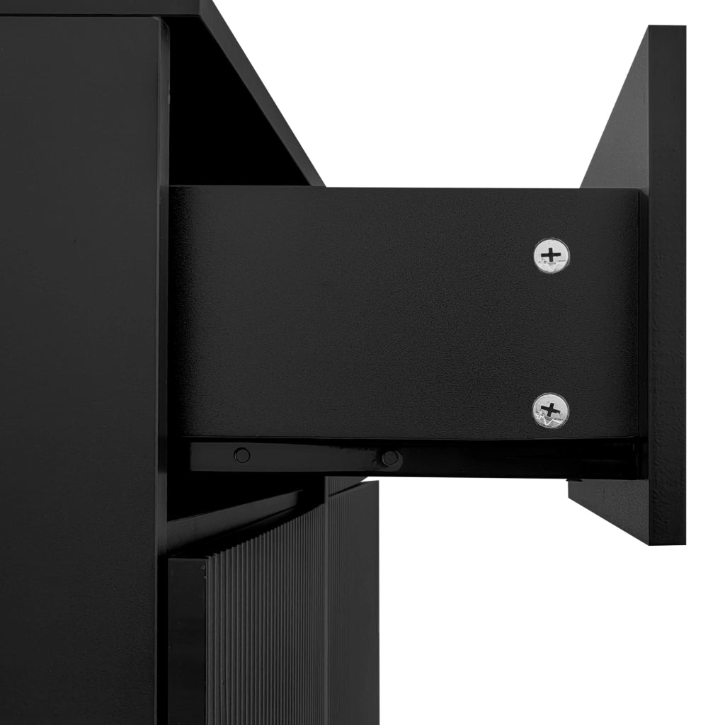 Credenza moderna a 2 ante e 2 cassetti con ripiani regolabili; nero; 83x35x101 cm in truciolare