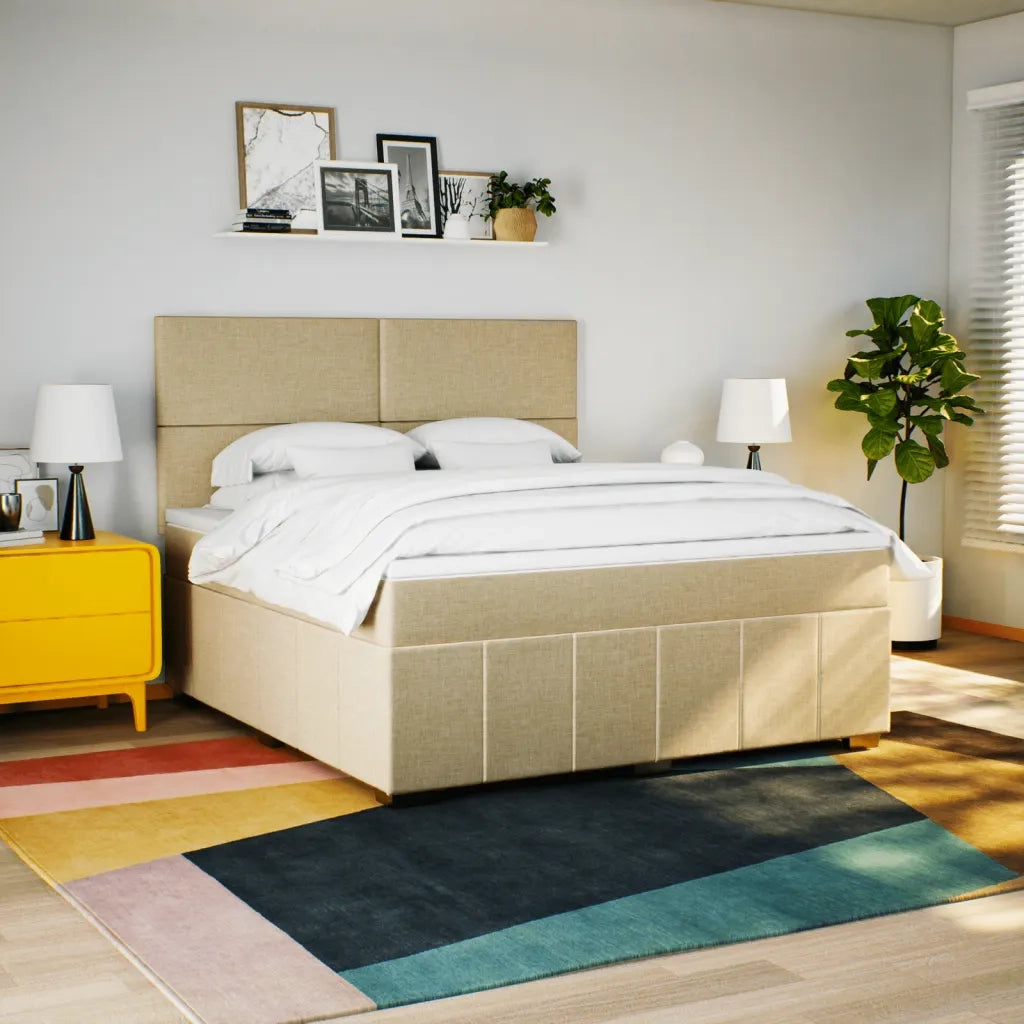 Giroletto a Molle con Materasso Crema 180x200 cm in Tessuto 3294045