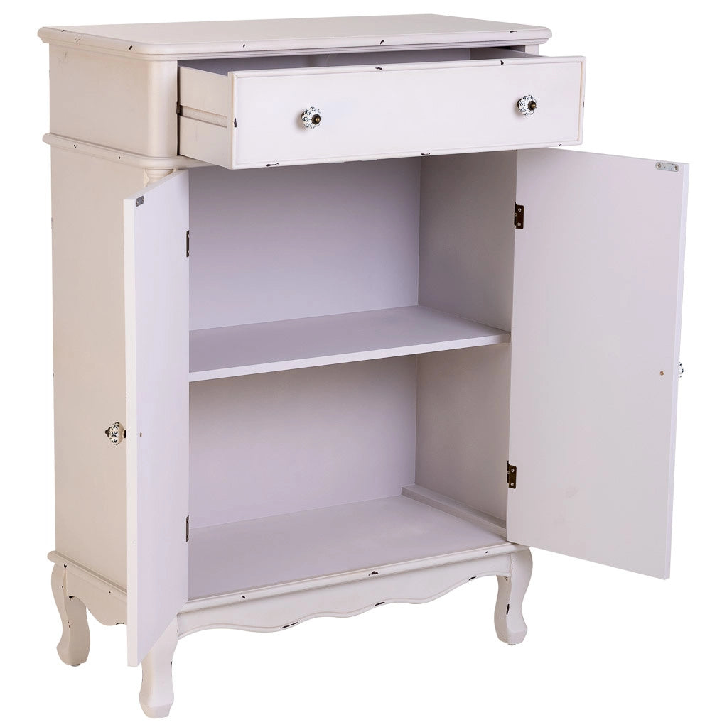 Console in legno bianco con 2 cassetti e 2 porte 80x38x110,5h cm