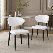 Set di 2 sedie da pranzo ergonomiche bianche con rivestimento sintetico e gambe stabili