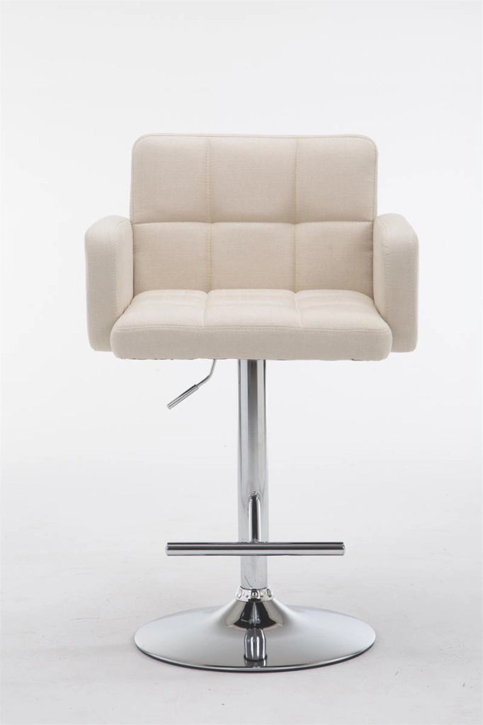 Sgabello Los Angeles in tessuto crema,cromo