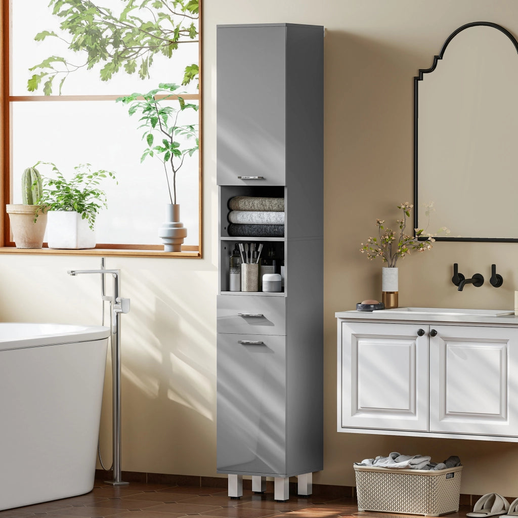 Mobile bagno con cassetto e ripiani regolabili ¨C Xylo ¨C Grigio