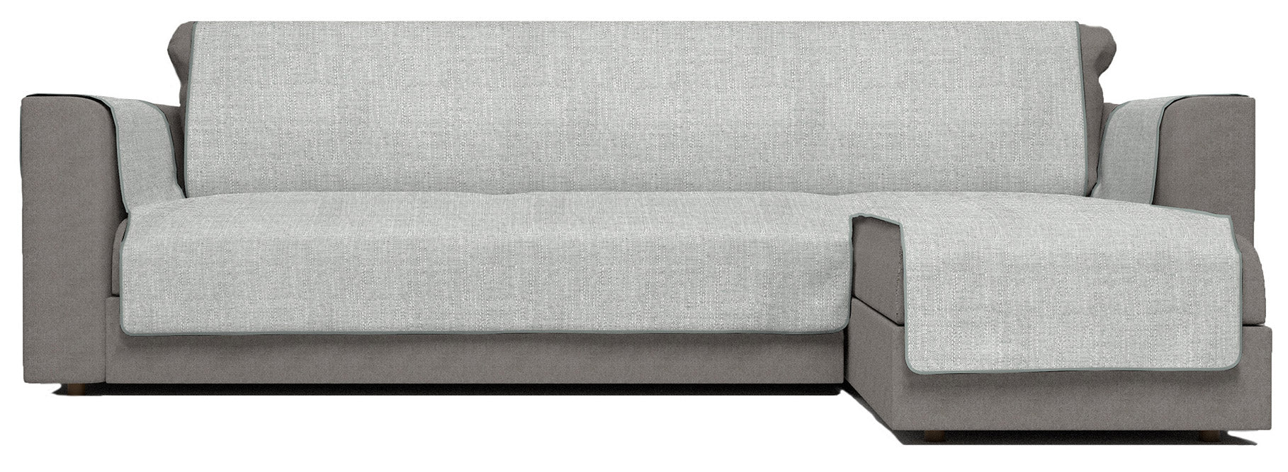 Copridivano in Poliestere con Penisola Destra Seduta 190 cm Grigio