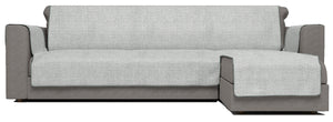 Copridivano in Poliestere con Penisola Destra Seduta 190 cm Grigio