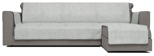 Copridivano in Poliestere con Penisola Destra Seduta 190 cm Grigio