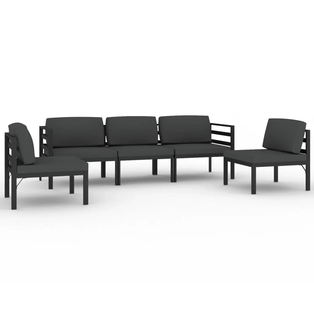 Set Divani da Giardino 5 pz con Cuscini in Alluminio Antracite cod mxl 41647
