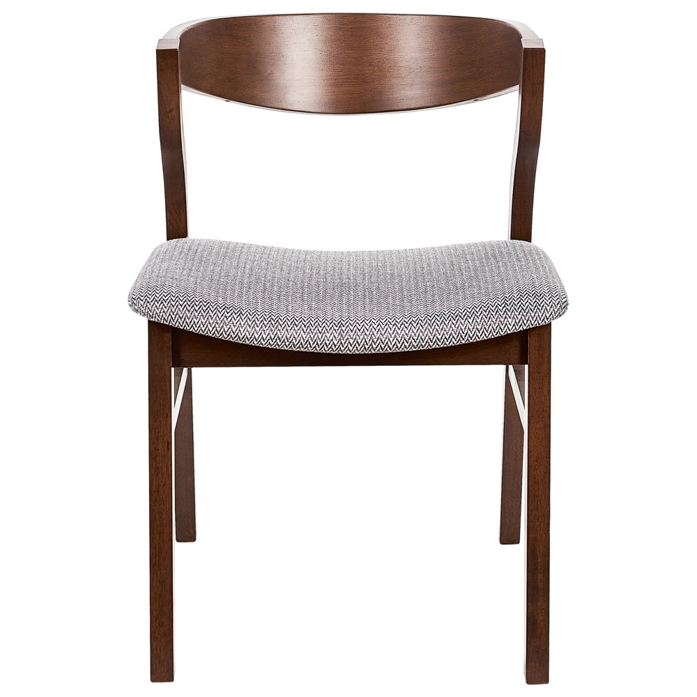 Set di 2 sedie da pranzo in legno scuro e compensato grigio tessuto in poliestere gambe in legno di caucciù stile retrò tradizionale