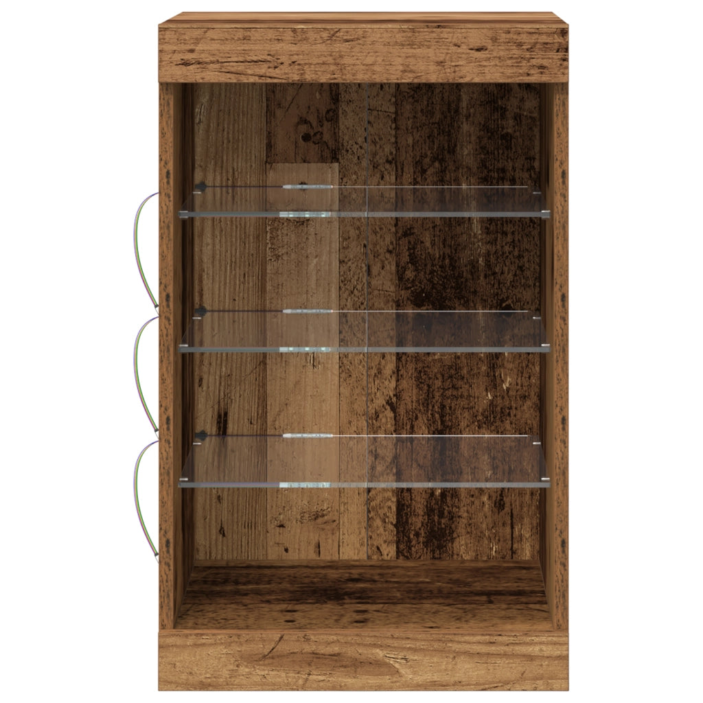 Credenza con Luci LED Legno Vecchio 41x37x67 cm