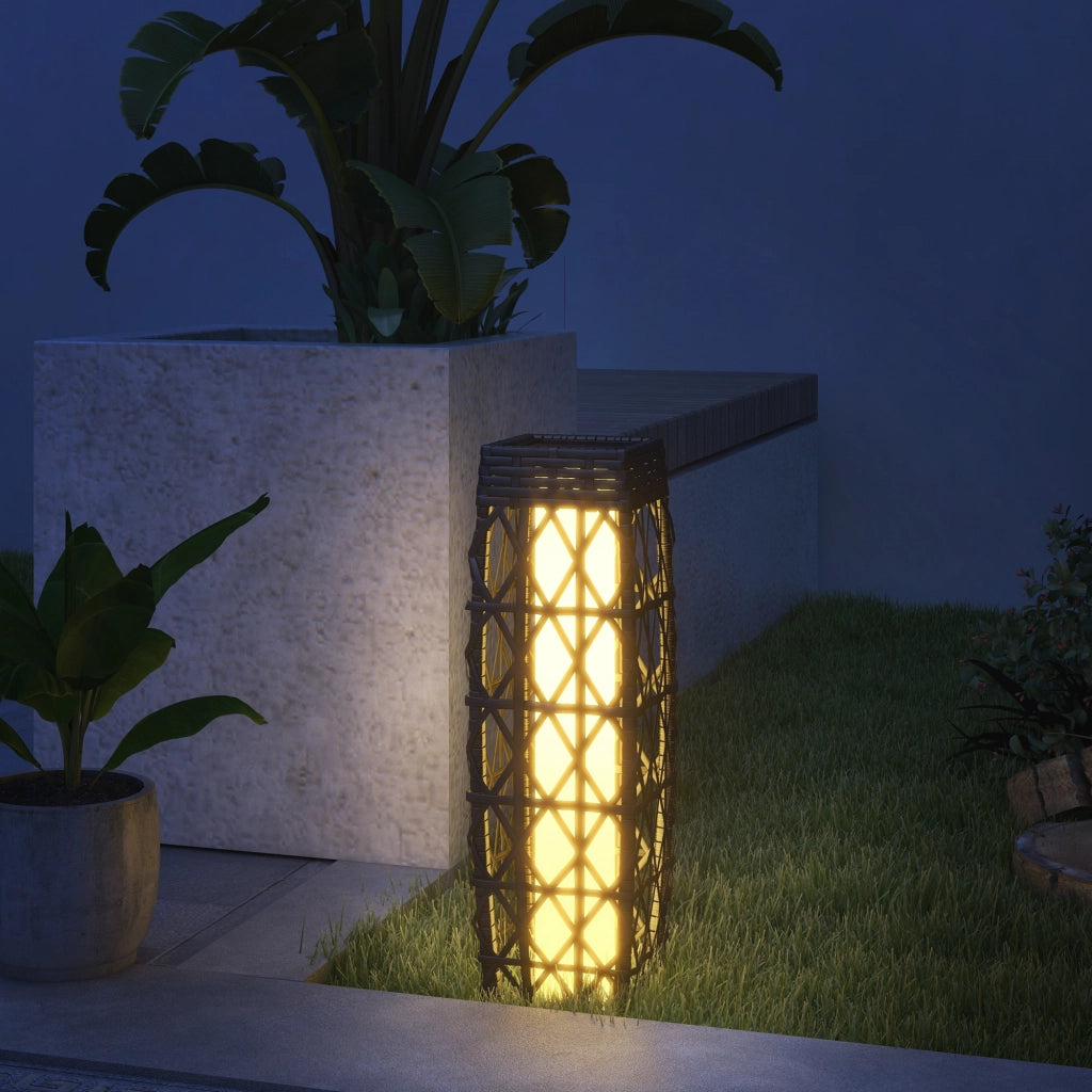 Lampada da Giardino Solare LED ¨C zephmum ¨C Acciaio e PE Rattan Grigio 20x20x68 cm