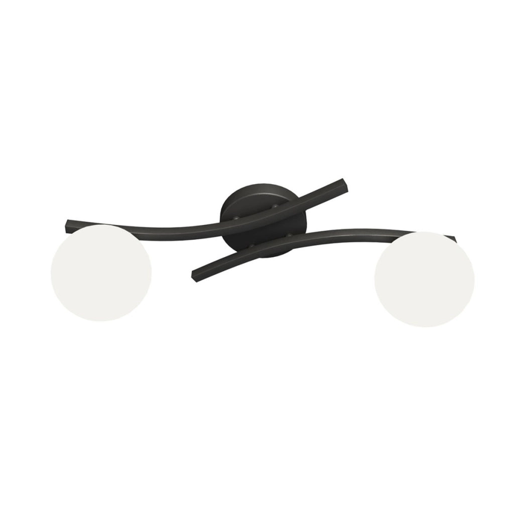 Lampada a sospensione Opus in acciaio nero e vetro opalino