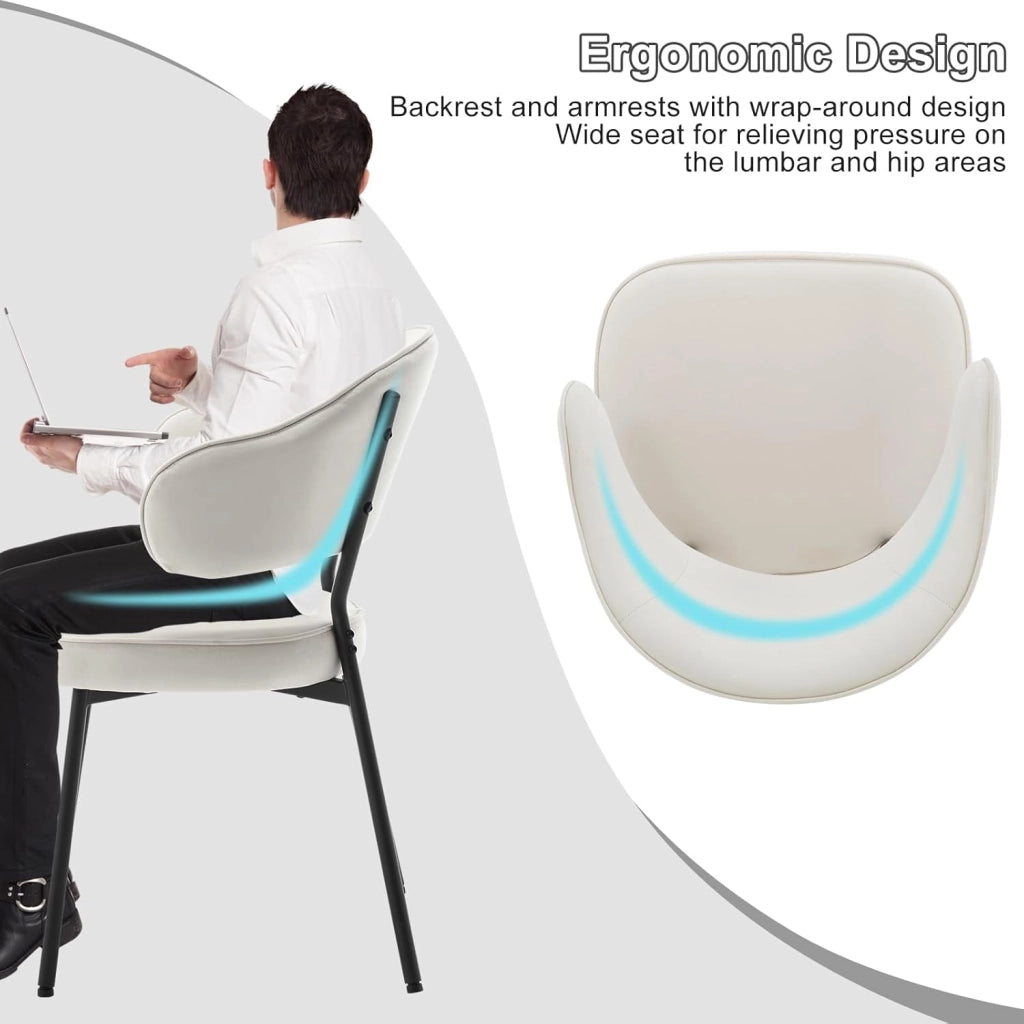Set di 2 Sedie per Sala da Pranzo, Sedie da Cucina con Schienale, Sedie Imbottite e Rivestite in Velluto con Gambe Metalliche, Sedie Moderne per Camera da Letto, Soggiorno, Crema, BH389cm-2