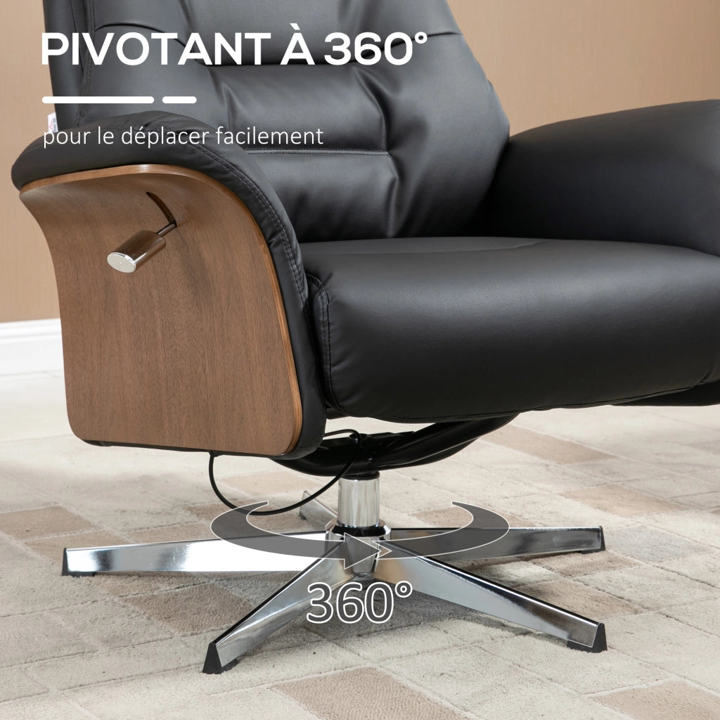 Poltrona relax reclinabile con poggiapiedi ¨C zephmum ¨C nero 80x84x108cm