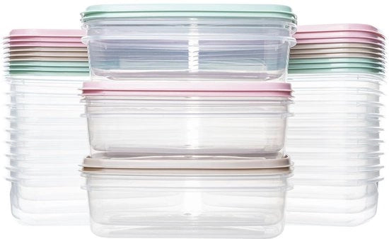 Contenitori alimentari da 400 ml, 24 pezzi, BPA liberi, adatti a microonde, lavastoviglie e congelatore, contenitori alimentari con coperchi, contenitori riciclabili da 400 ml