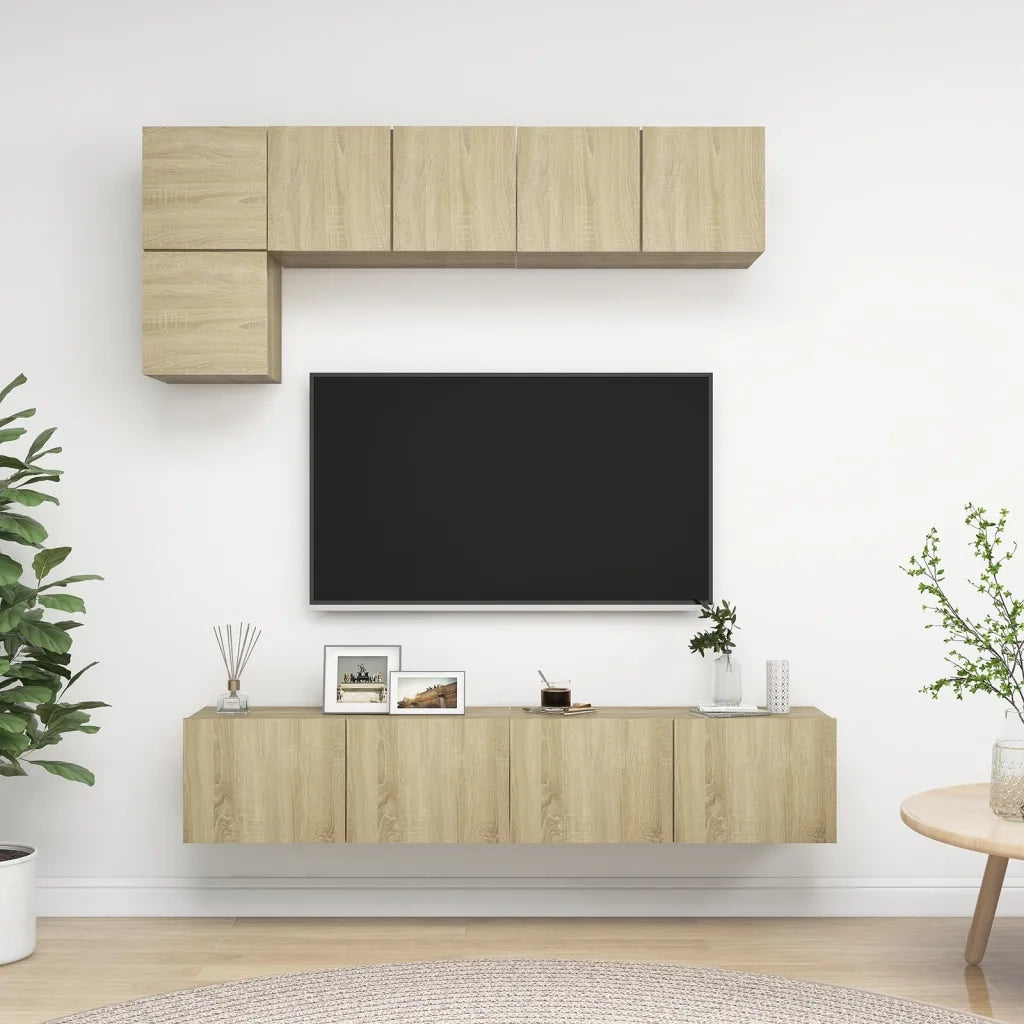 Set di Mobili TV 5 pz-Set di 5 Credenza per TV Rovere Sonoma in Legno Multistrato 322452