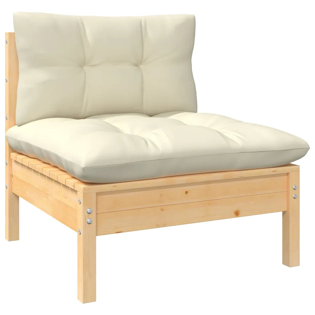 Set Divani da Giardino 11 pz con Cuscini Crema Massello di Pino 3097037