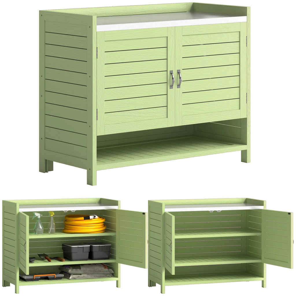 Tavolo da giardino con mobile ¨C zephmum ¨C Verde 88x40x70,5 cm