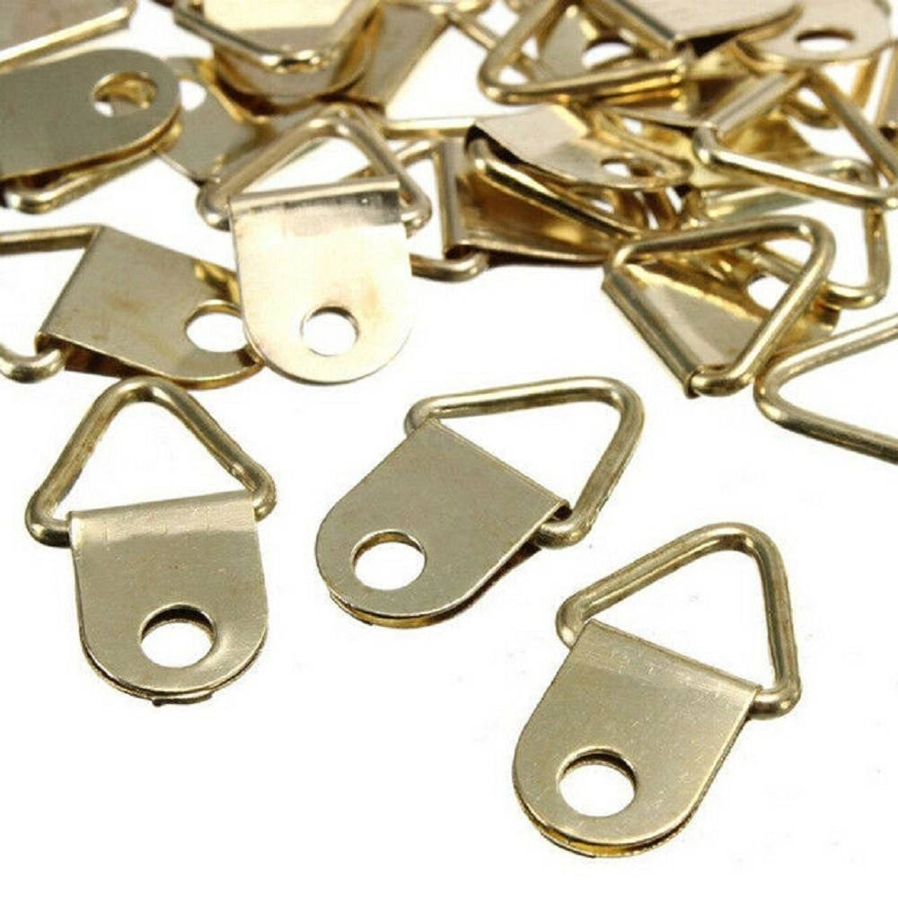Trade Shop - Set 20 Pezzi Ganci Gancetti Appendi Quadri Cornici Ottone Dorato 10 X 23 Mm -