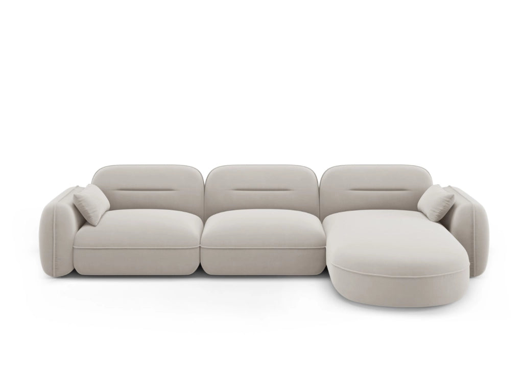 Cosmopolitan Design - Divano angolare modulare destro "Sydney" 4 posti in velluto beige chiaro 