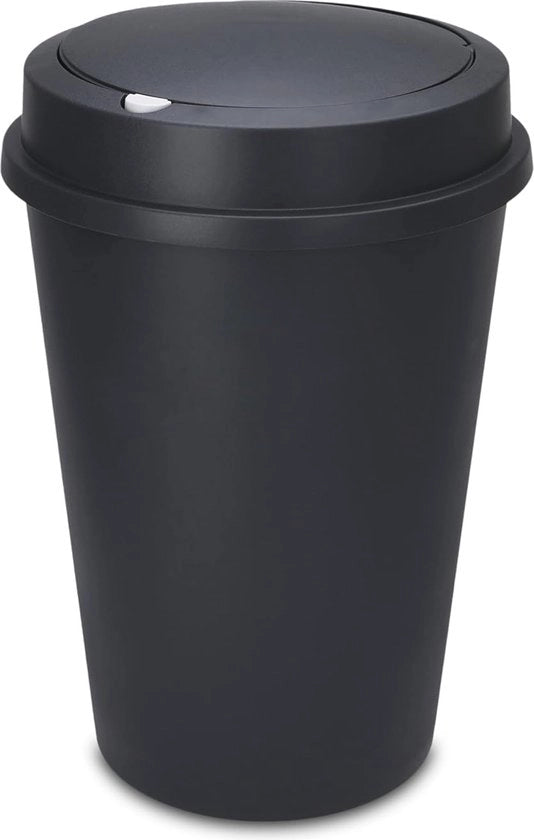 Afvalemmer in Plastica Ronde con Coperchio a Spinta - 50L - Antracite