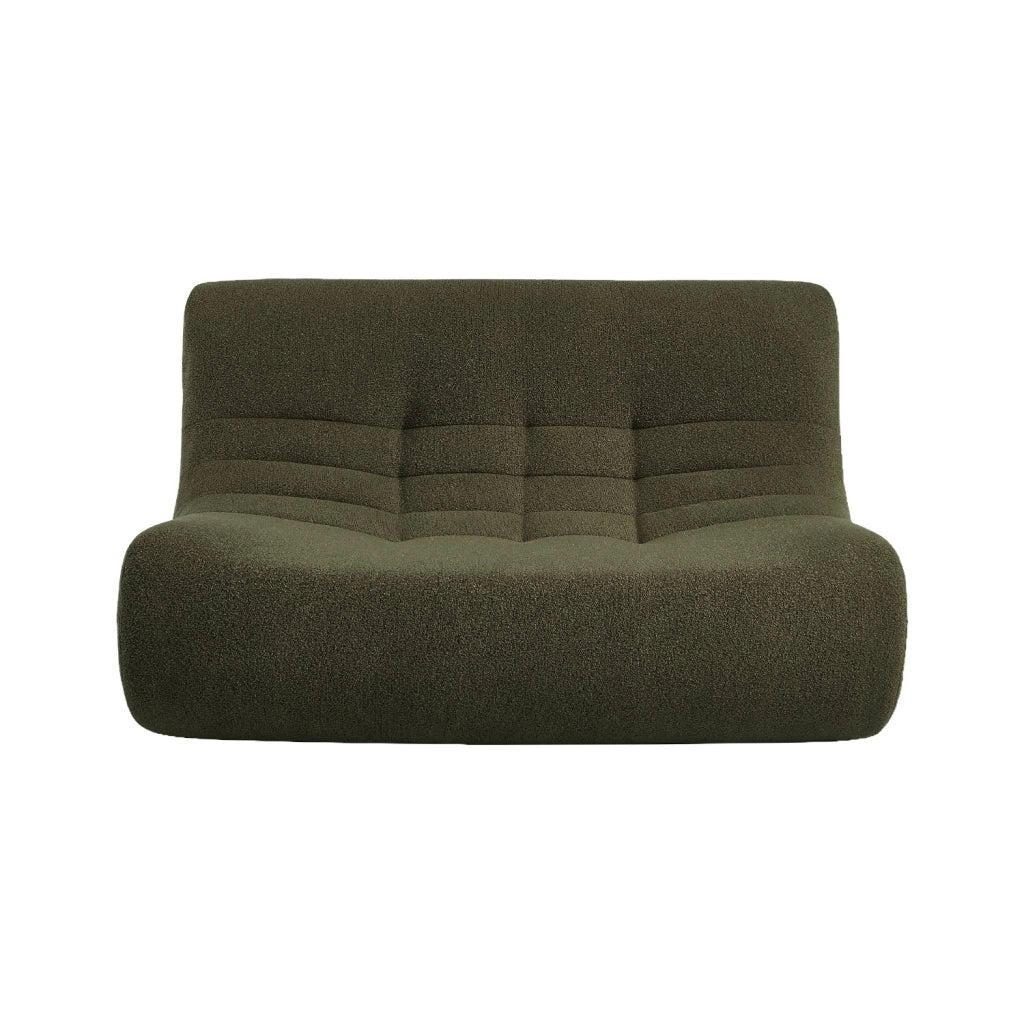Poltrona bouclé testurizzata, 2 posti, verde kaki