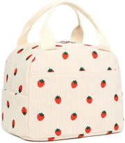 Borsa di Picnic per Bambine con Isolamento Termico, Impermeabile, Leggera, Tasca per Pasti, Corduroy Rosa