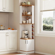 Mobile bar ad angolo bianco con portabicchieri, 40 × 40 × 182 cm