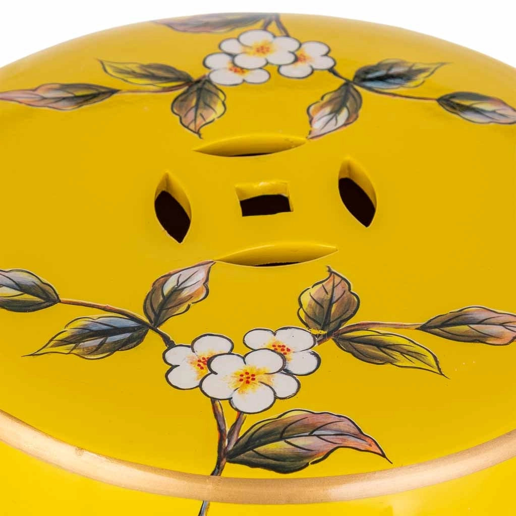 Sgabello in ceramica giallo D33x44,5