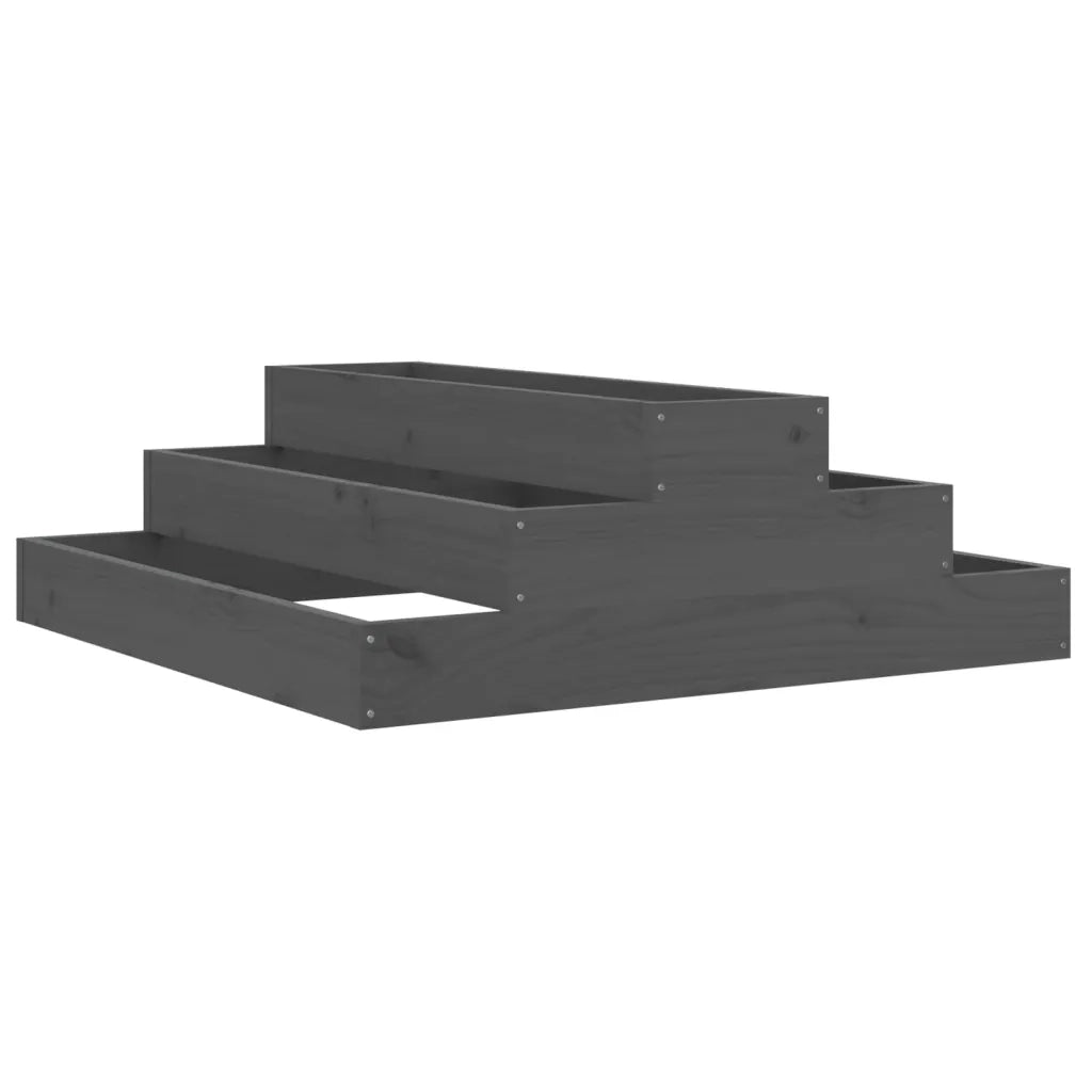 Fioriera | Cassetta per fiori | Vaso Grigia 80x80x27 cm in Legno Massello di Pino