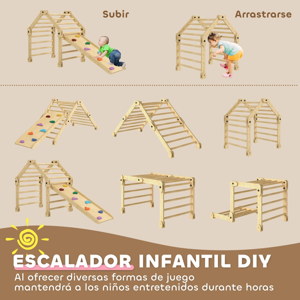Castello Scalabile 3 in 1 per Bambini ¨C zephmum ¨C Multicolore 175x70x89 cm