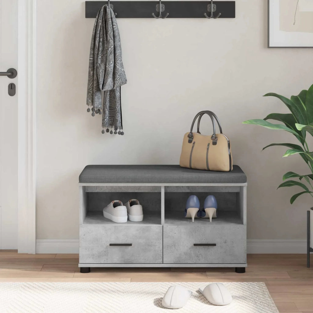 Panca per ingresso con cuscino Grigio Cemento 80 x 38 x 46 cm