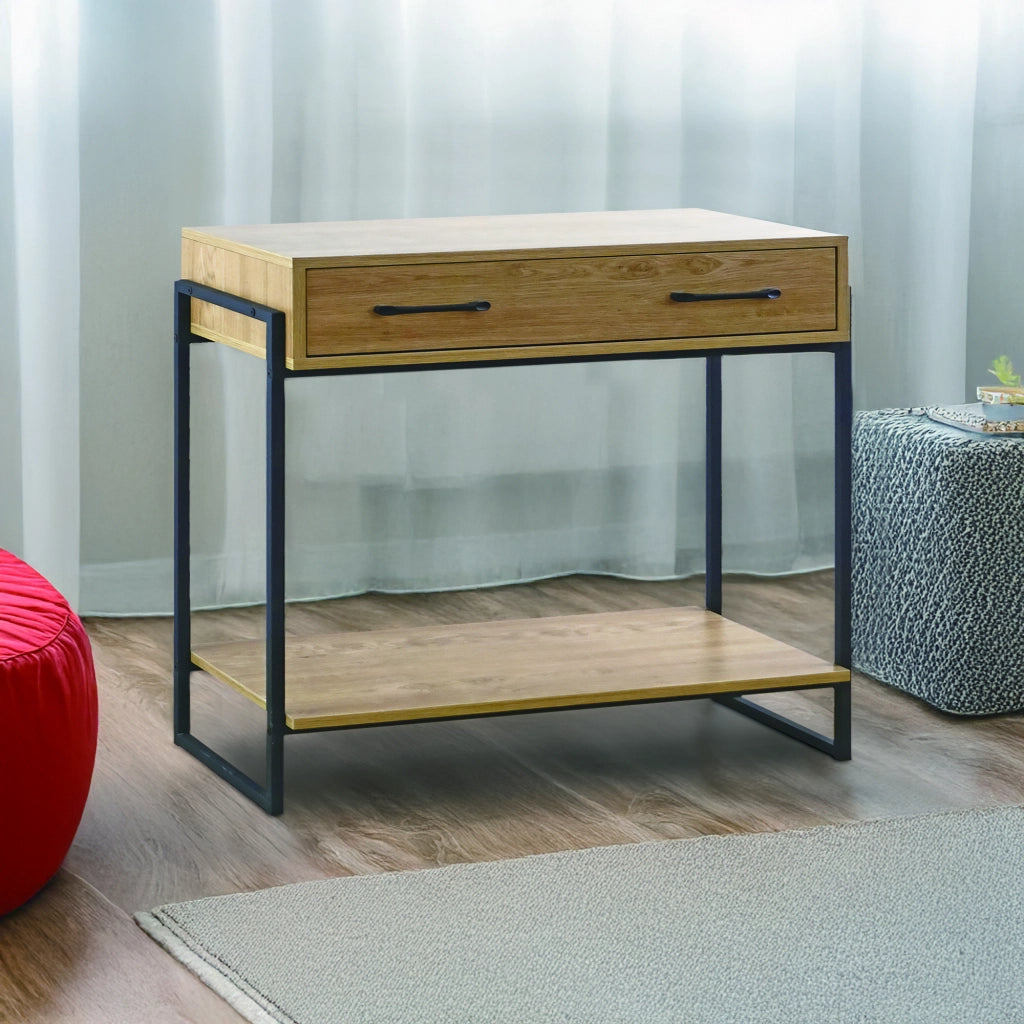 Consolle Da Ingresso Con 2 Cassetti e Ripiano Mobiletto Corridoio Scarpiera Portachiavi e Accessori Stile Industrial Legno Metallo Mobile Tavoli Per Divano