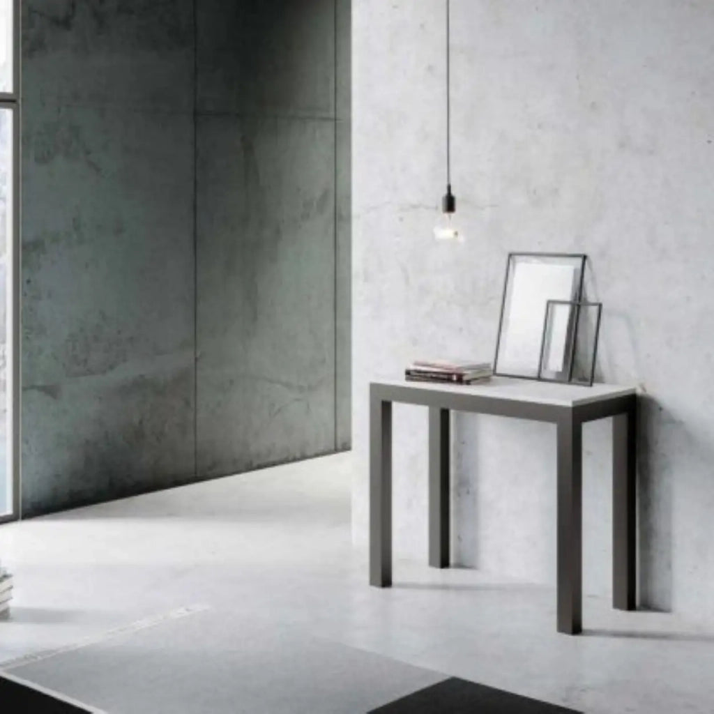 Consolle allungabile 90x40/300 cm Everyday Evolution bianco frassino telaio e gambe antracite