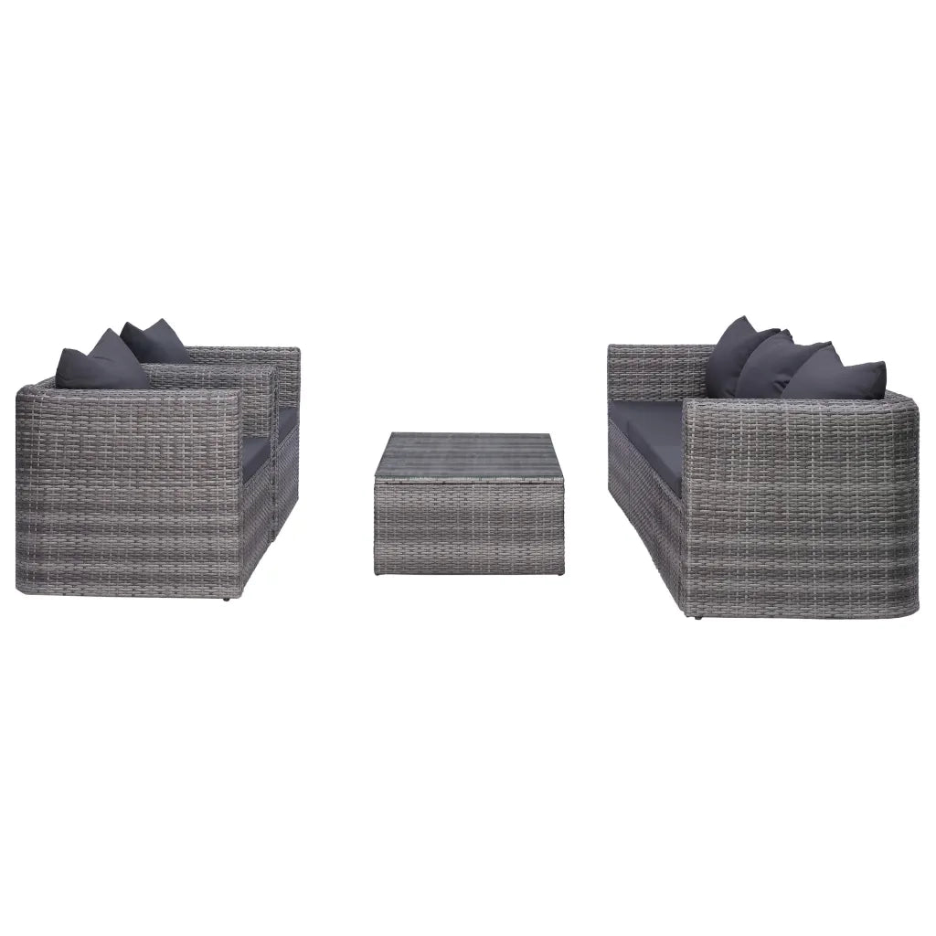 Set Divani da Giardino 6 pz con Cuscini in Polyrattan Grigio 44159