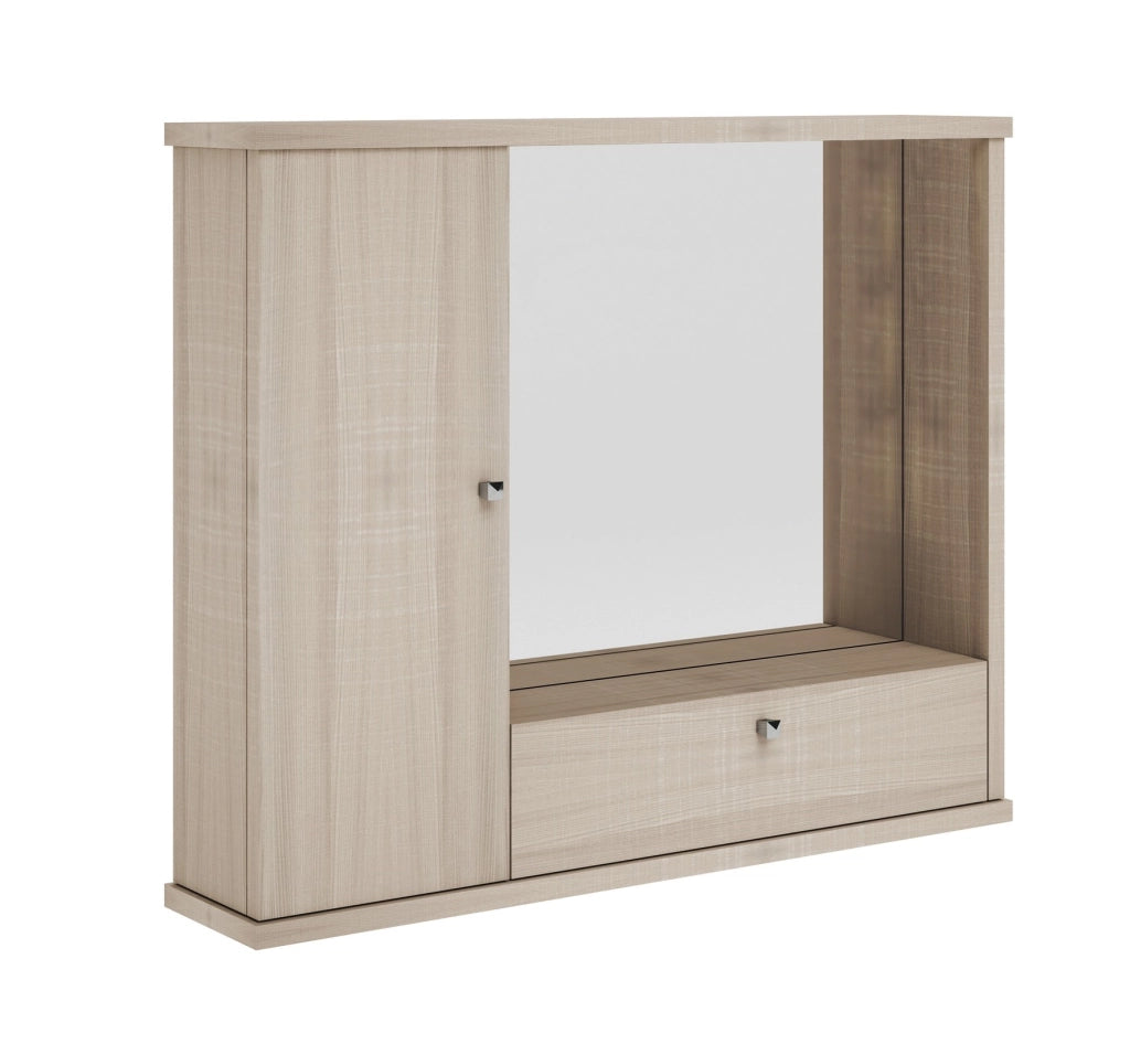 Specchiera bagno mobile arredo moderno 1 anta con ribalta olmo h.61x73x14