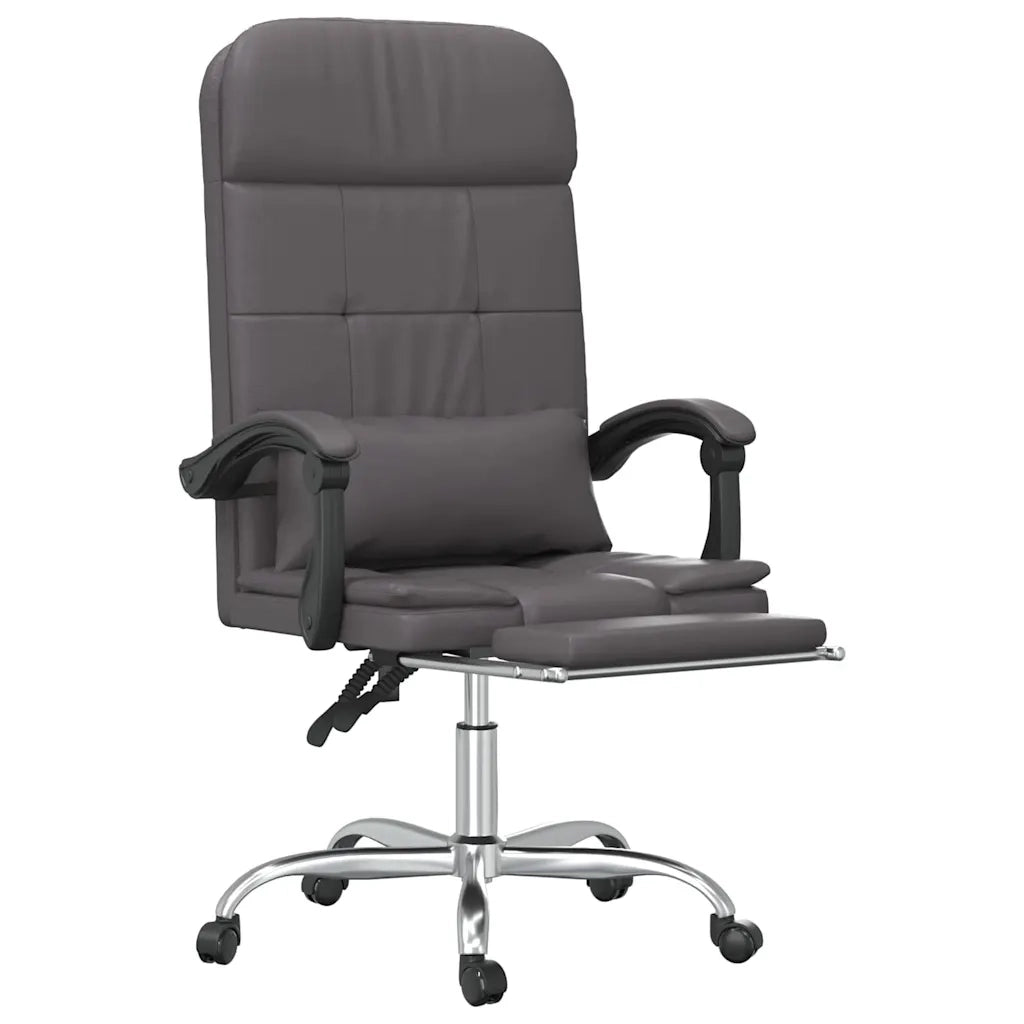 Sedia per studi-Poltrona da Ufficio Massaggiante Reclinabile Grigio Similpelle 464565
