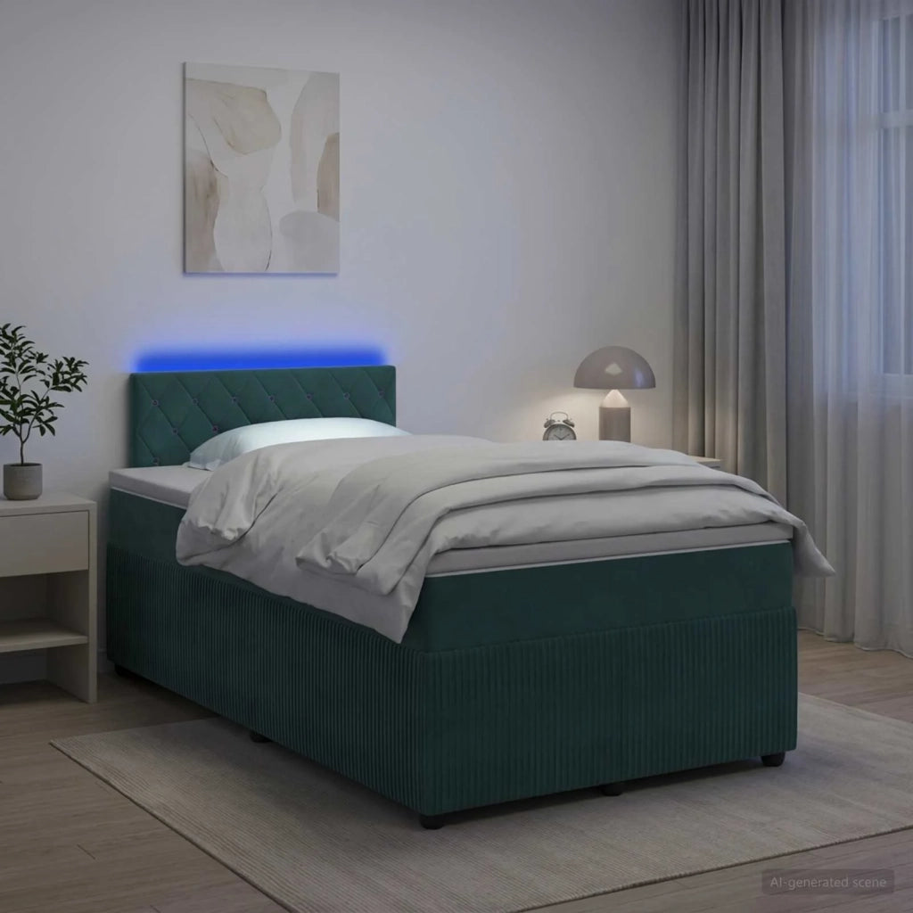 Letto box spring con materasso Verde Scuro 120 x 200 cm Velluto 3453116