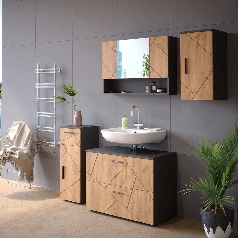 Vicco Set mobili bagno Quercia dorata/antracite 4 parti