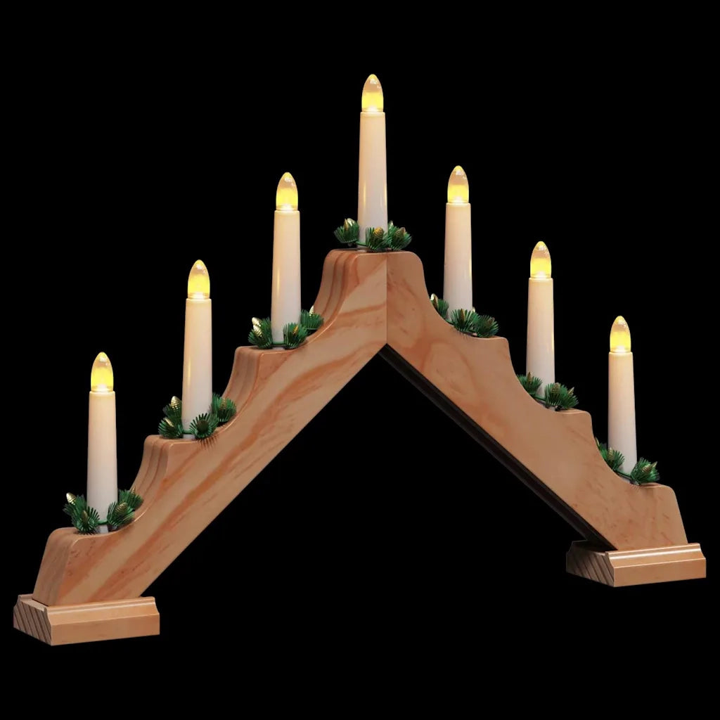 Ponte con Candele di Natale con 7 LED Marrone 39.5 x 5 x 29 cm