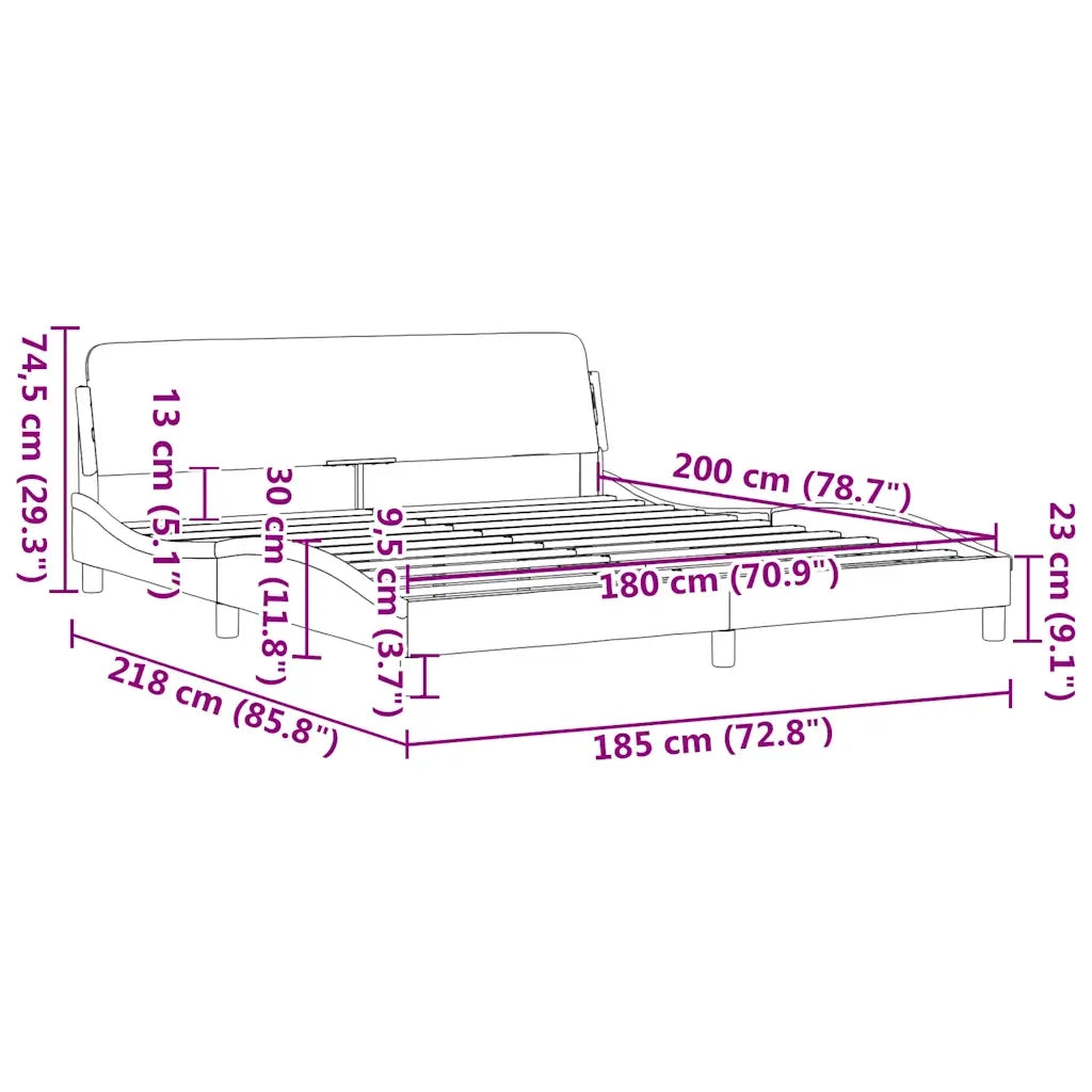 Struttura letto Dover Grigio Chiaro 180x200 cm in Tessuto 373333