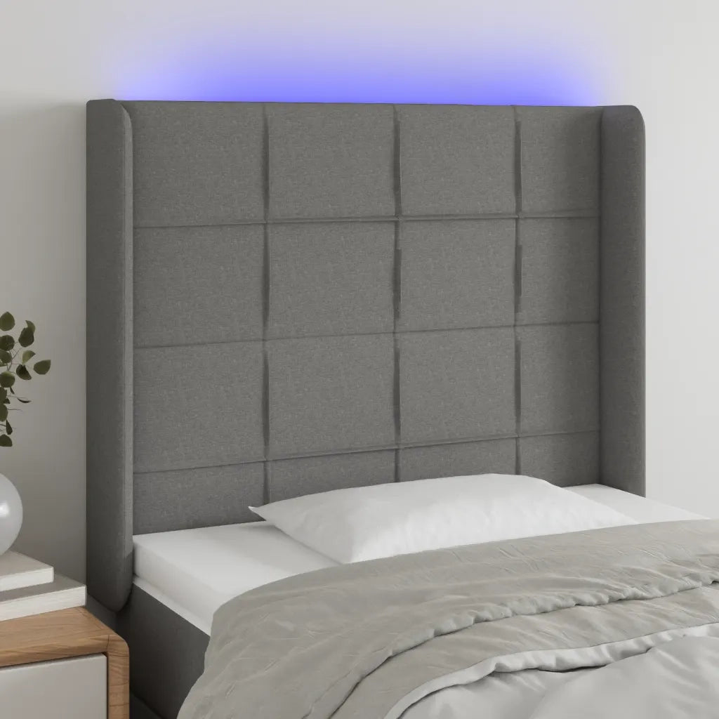 Testiera | Testata a LED Grigio Scuro 83x16x118/128 cm in Tessuto
