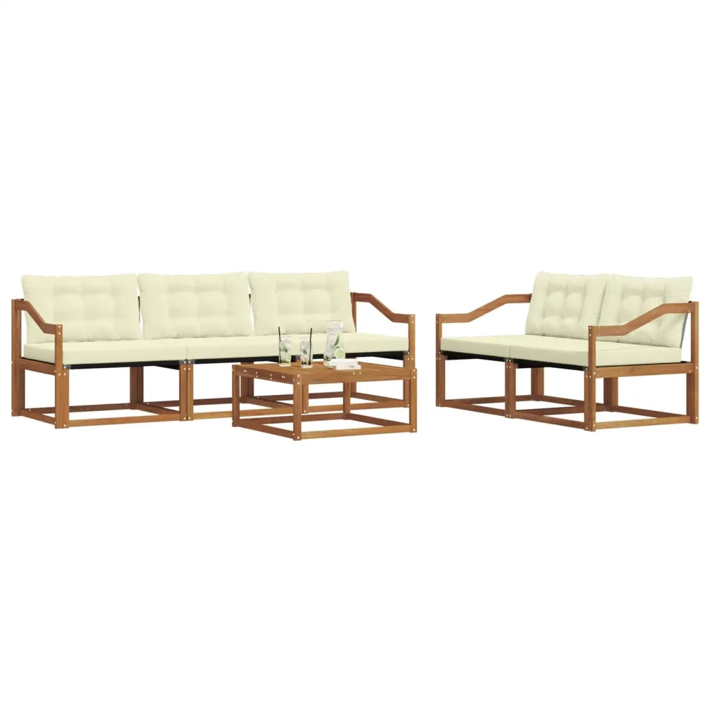 Set di divani da esterno con cuscino 6 pcs Naturale e Crema 3369201