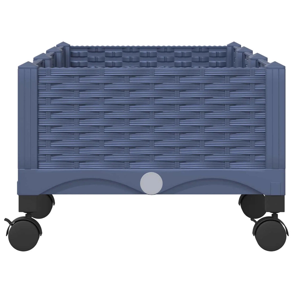 Vaso da Giardino con Ruote Blu Grigio 120 x 40 x 33 cm PP 3423043