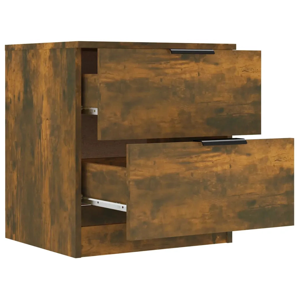 Comodini 2 pz Rovere Fumo in Legno Multistrato 817034
