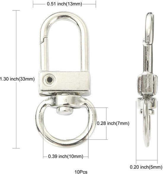 Clipsluiting a Doppio Scatto a Manubrio con 10 pezzi - Manubrio a Pistola - Chiusura a Crociera - Haken Metallici - Borse DIY - Materiale di Alta Qualità - Manubrio a Carabina