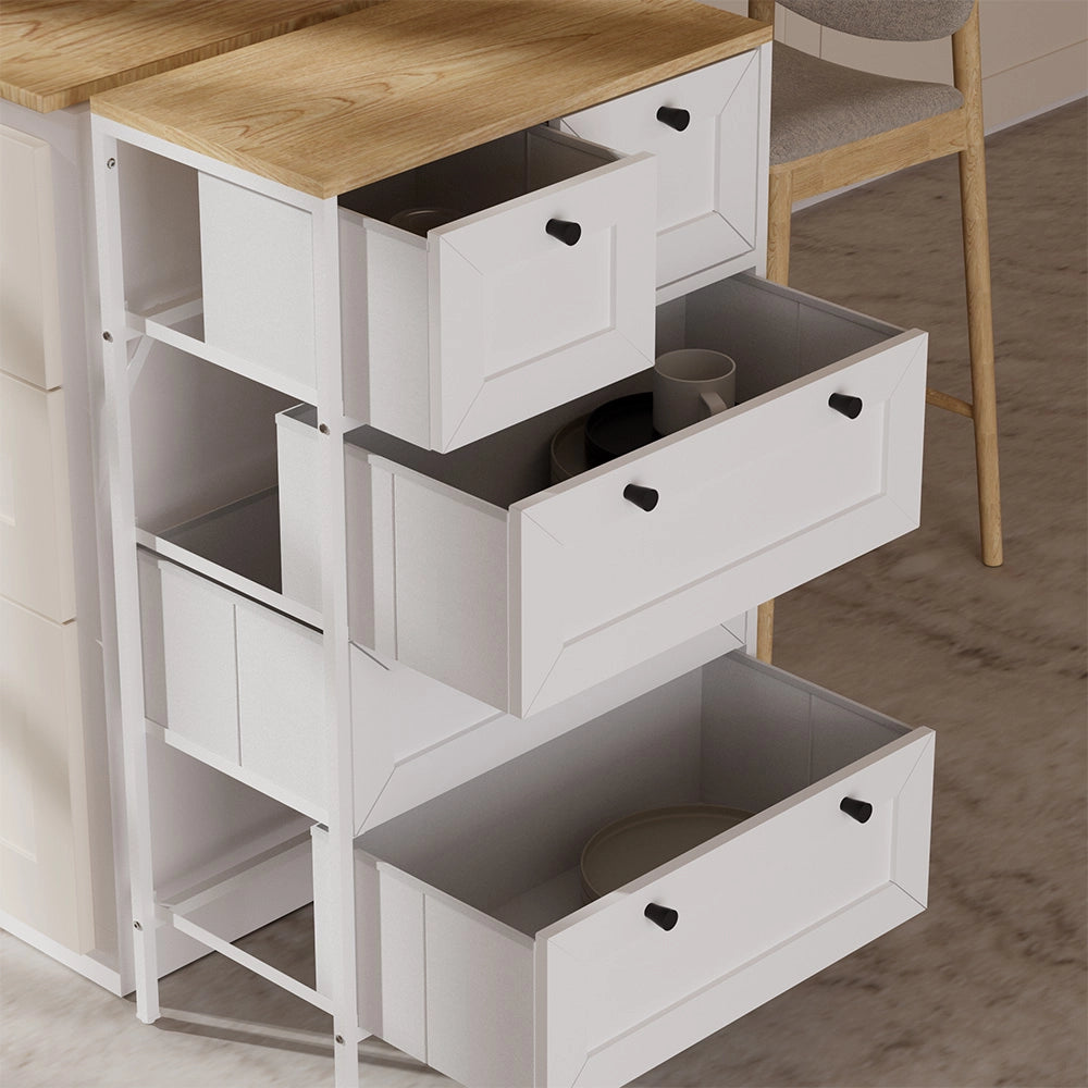 Vicco Tavolino Bianco 56 x 95 cm con 5 cassetti
