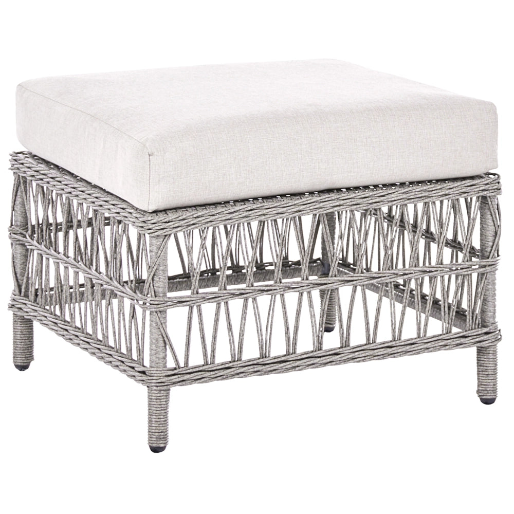 Divano da giardino angolare con pouf in rattan PE grigio a 3 posti divano da esterno in vimini intrecciato stile tradizionale