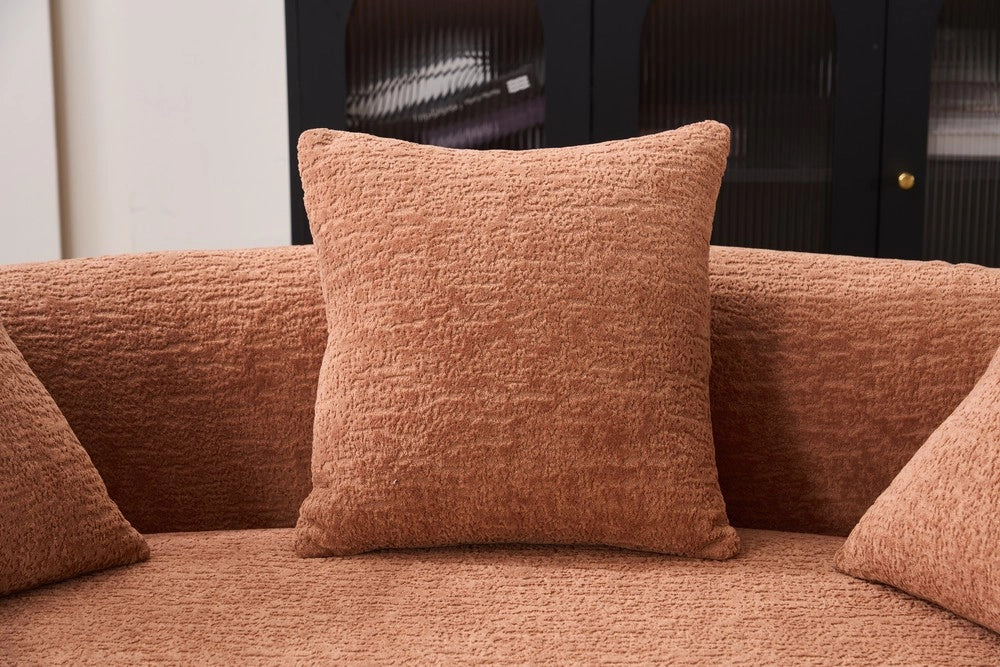 Divano 2 posti con cuscini ¨C Minimal ¨C Velluto corallo rosa