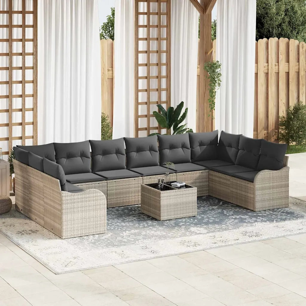 Set Divano da Giardino Grigio chiaro 55 x 55 x 37 cm polyrattan 3345892
