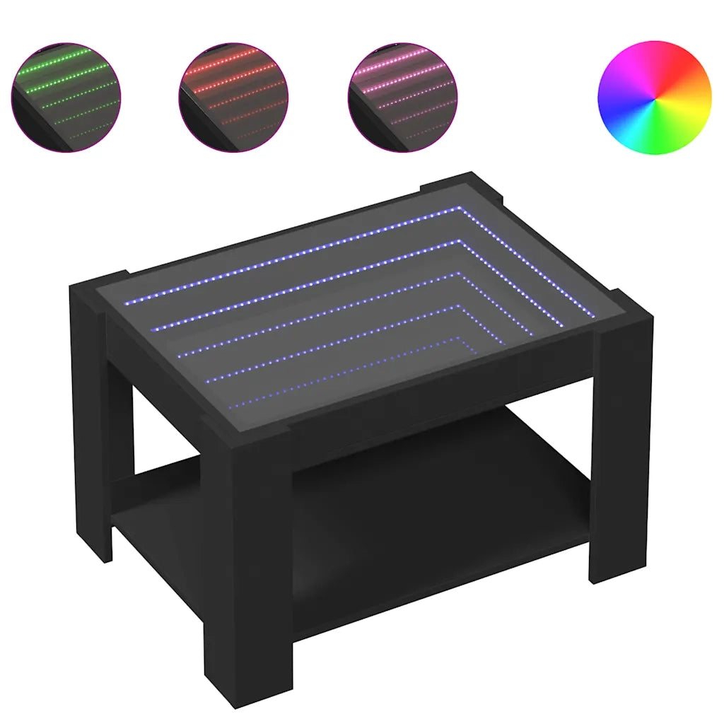 Tavolino salotto | Tavolino da caff¨¨ | Tavolino da Soggiorno con LED Nero 73x53x45 cm Legno Multistrato