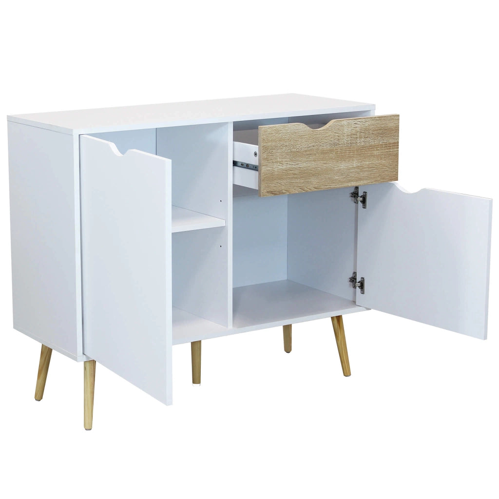MOBILE THEODORE IN LEGNO NATURALE CON 2 ANTE E UN CASSETTO 99 X 39 X H82 CM